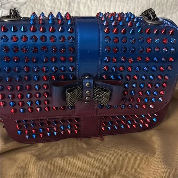 Louboutin Studded Blue and Red Women's Bag - Picture 1 of 17